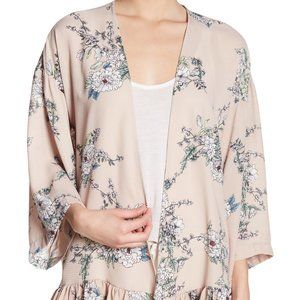 Pleione Floral Ruffle Hem Kimono